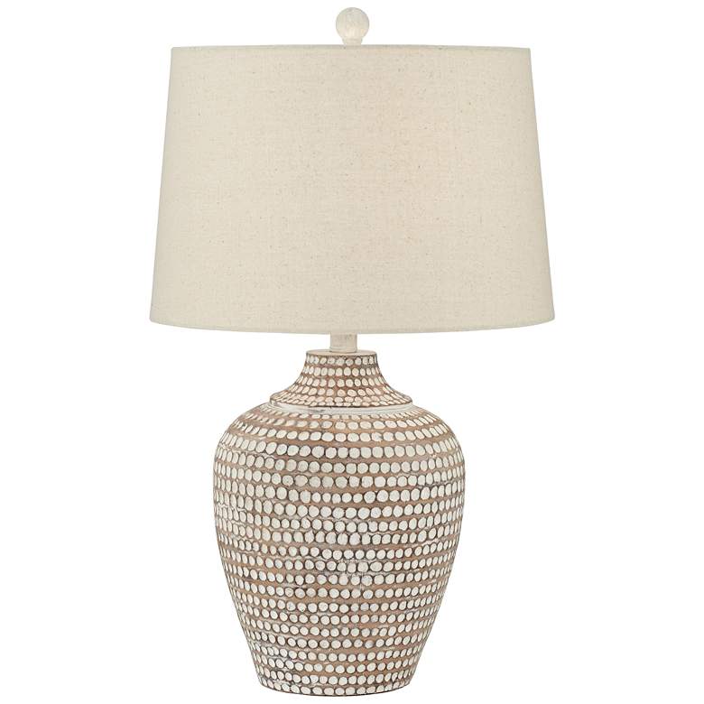 Image 2 Alese Neutral Earth Finish Textured Dot Jug Table Lamp
