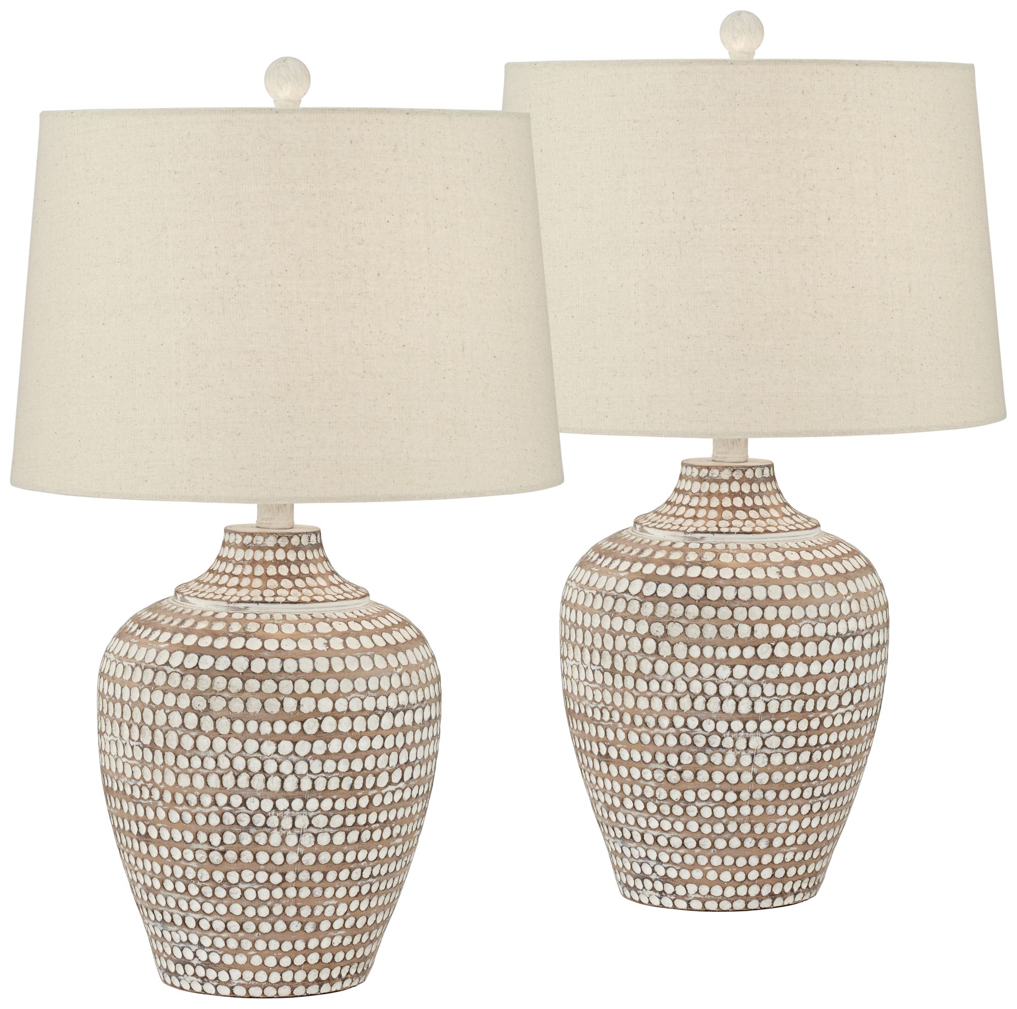 Alese Neutral Earth Finish Textured Dot Jug Table Lamps Set of 2 ...