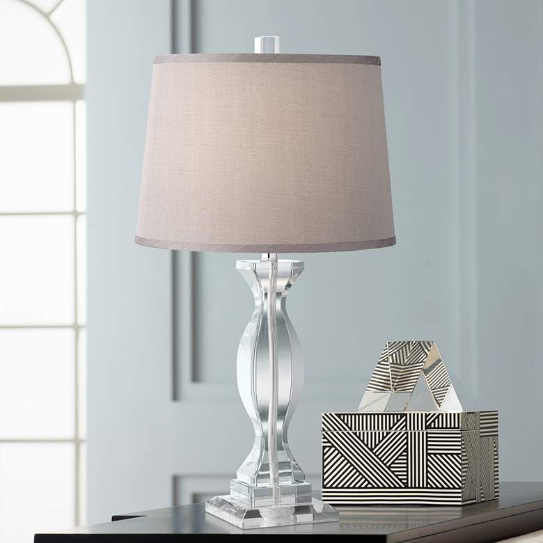 Image 1 Alessa Crystal Table Lamp with Gray Shade