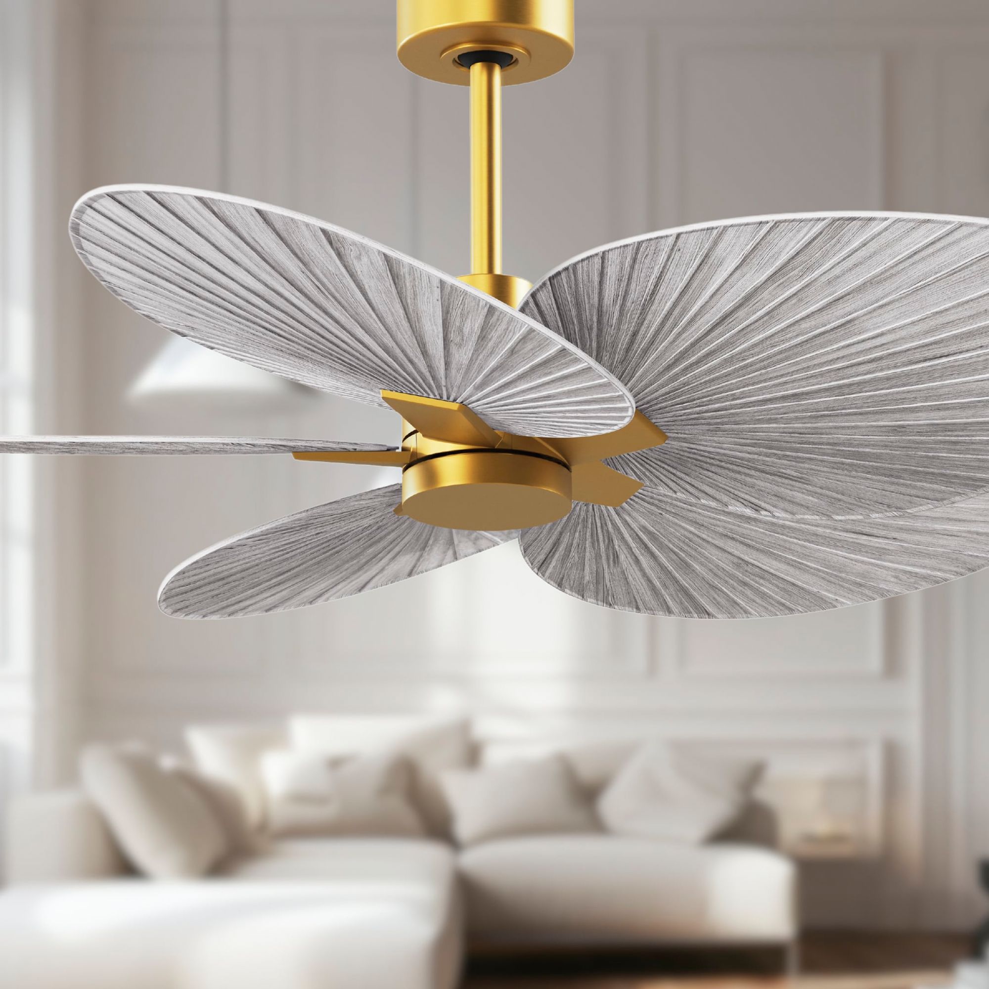 Image 2 Alessandra Tropical 48" Brass Ceiling Fan w/ Barn Wood Blades more views