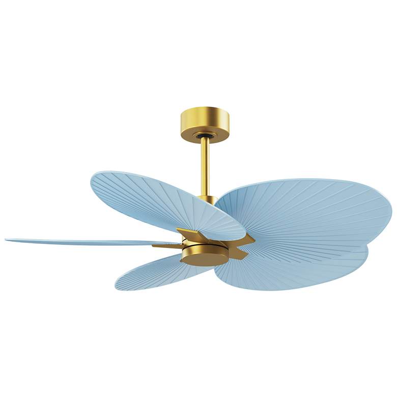 Image 1 Alessandra Tropical 48" Brass Ceiling Fan w/ Light Blue Blades