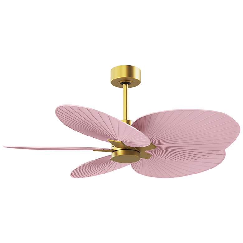 Image 2 Alessandra Tropical 48" Brass Ceiling Fan w/ Light Pink Blades