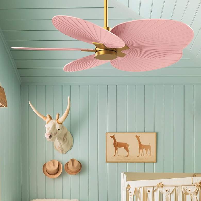 Image 1 Alessandra Tropical 48" Brass Ceiling Fan w/ Light Pink Blades