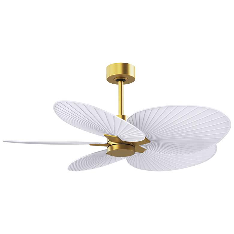 Image 1 Alessandra Tropical 48" Brass Ceiling Fan w/ Matte White Blades