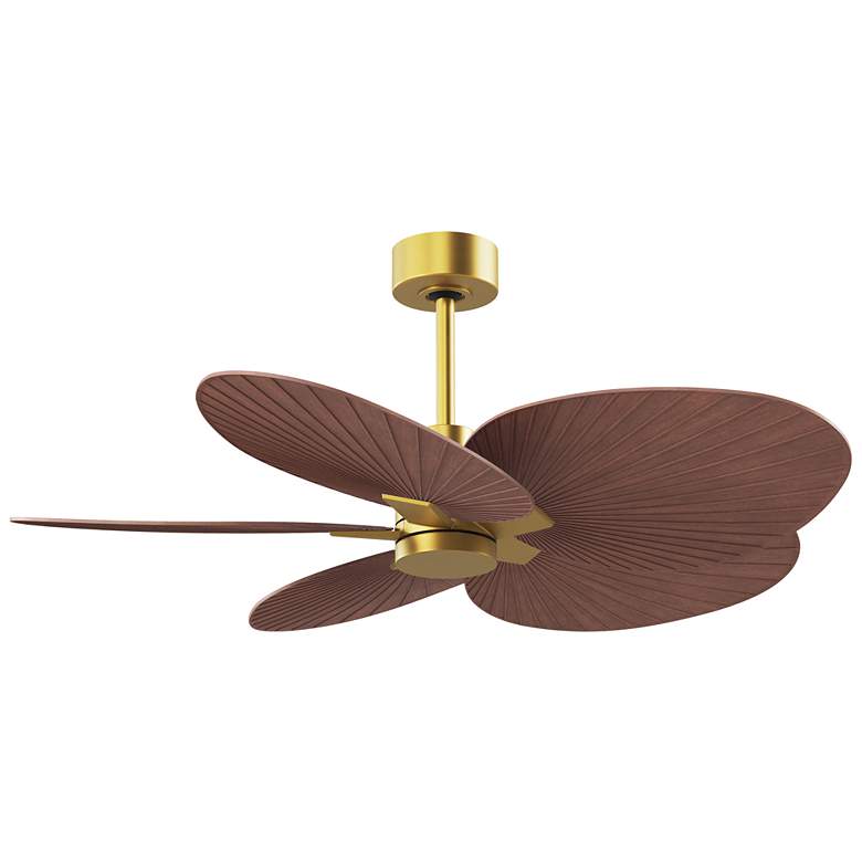 Image 1 Alessandra Tropical 48" Brass Ceiling Fan w/ Walnut Blades