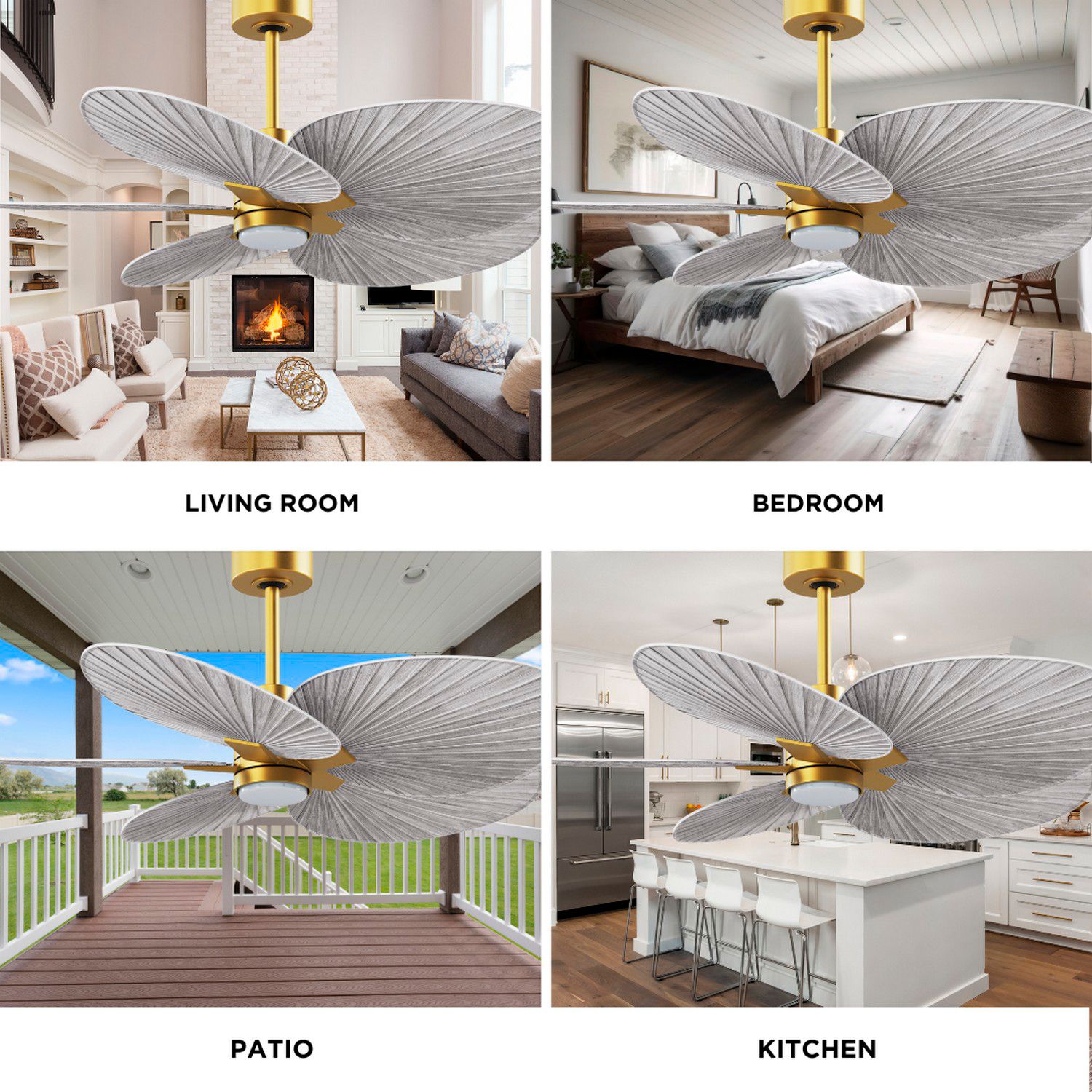 Alessandra Tropical 48" Brass LED Ceiling Fan w/ Barn Wood Blades