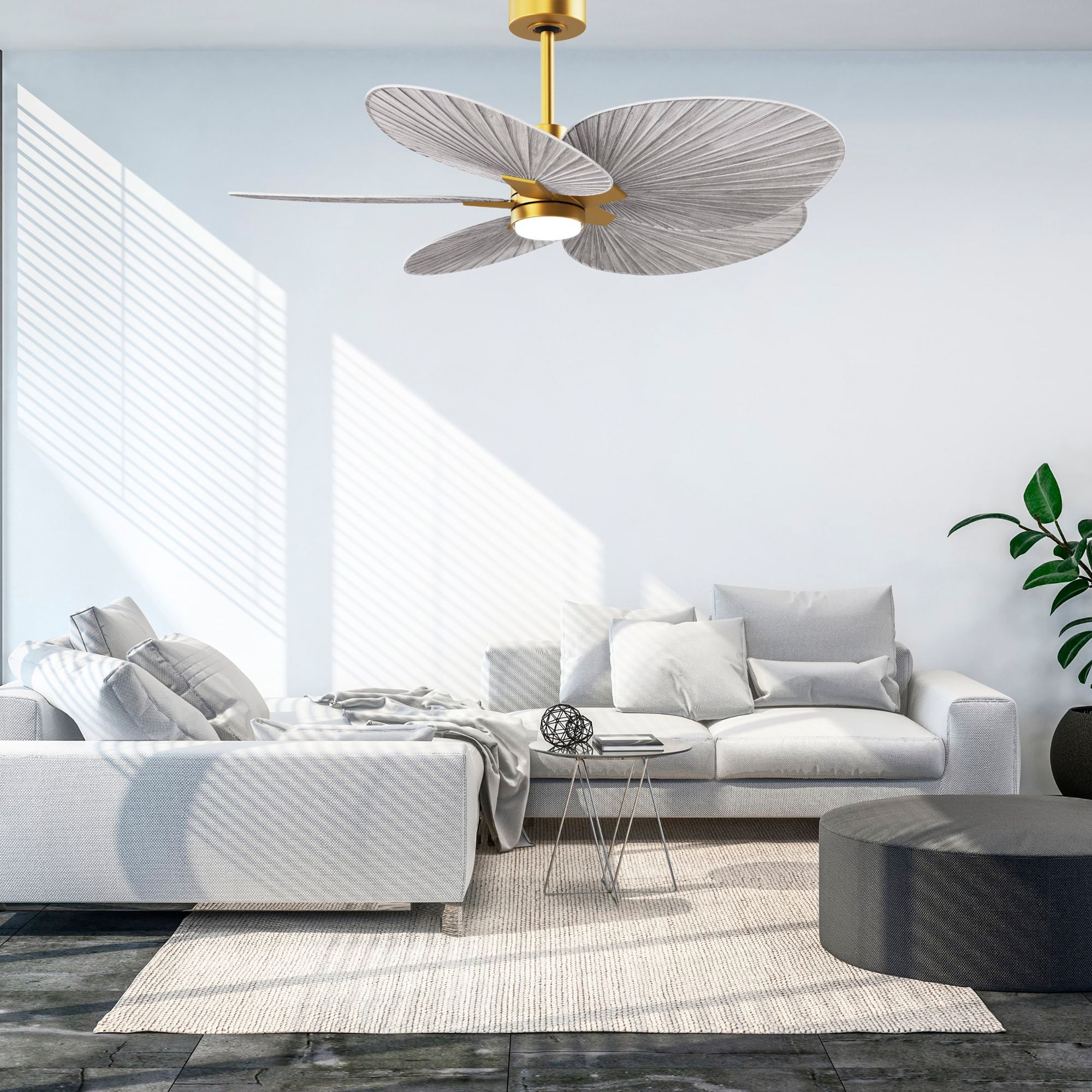 Image 3 Alessandra Tropical 48" Brass LED Ceiling Fan w/ Barn Wood Blades more views