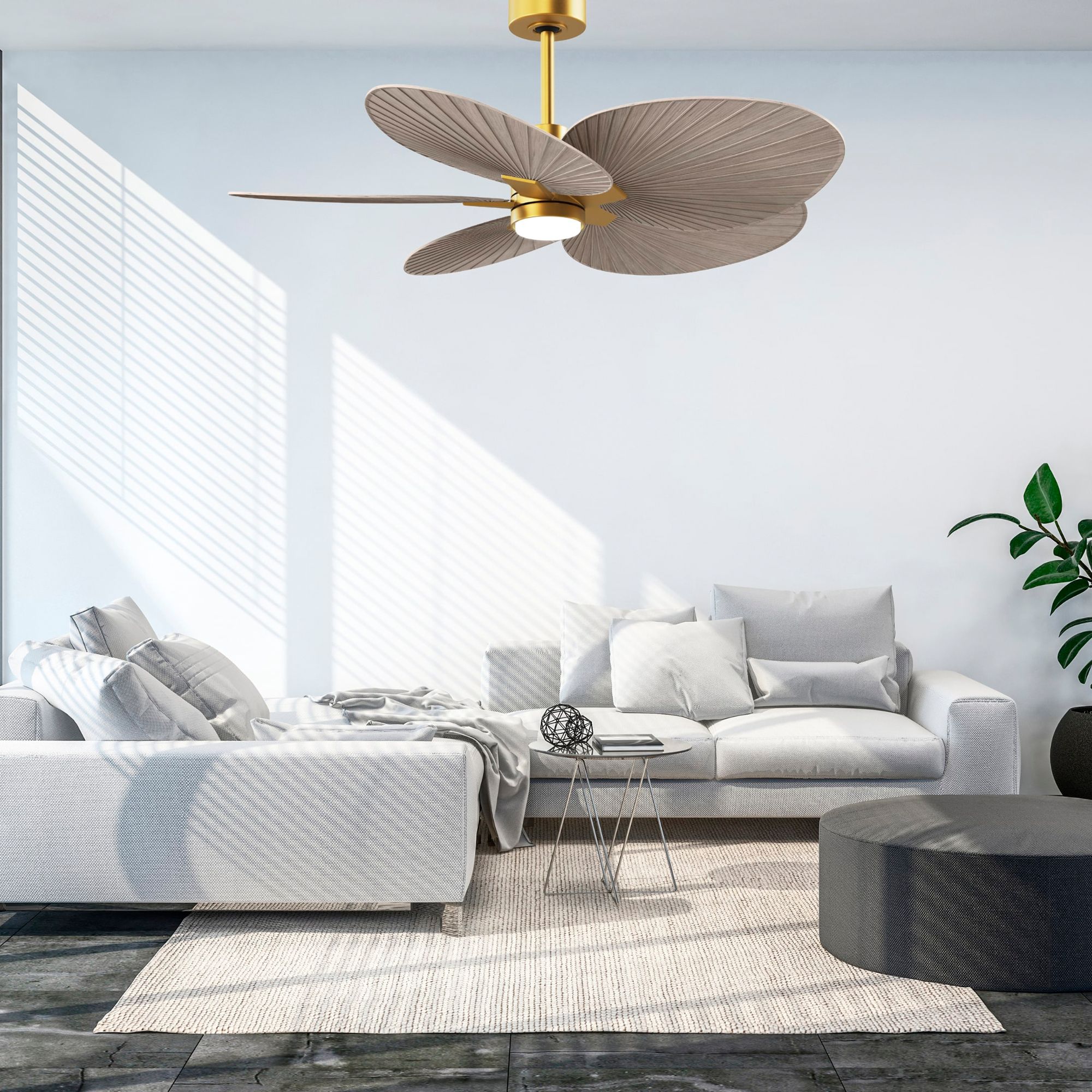 Image 3 Alessandra Tropical 48" Brass LED Ceiling Fan w/ Gray Ash Blades more views
