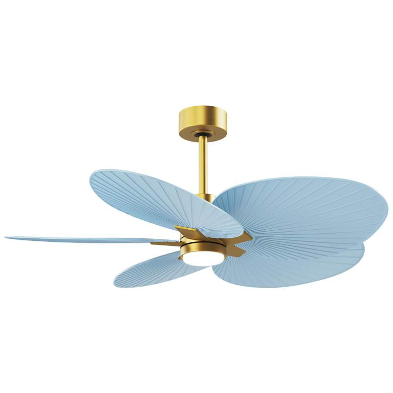 Image 1 Alessandra Tropical 48" Brass LED Ceiling Fan w/Light Blue Blades