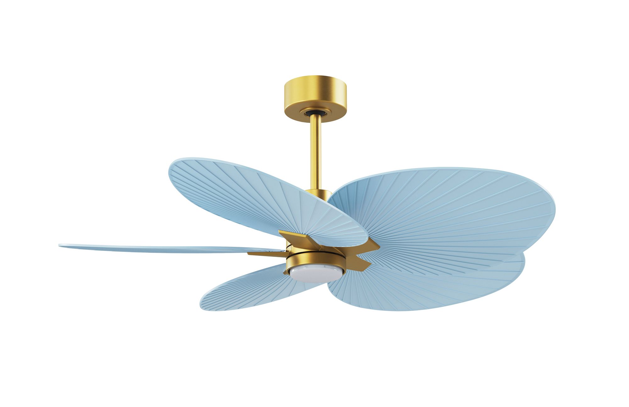Image 3 Alessandra Tropical 48" Brass LED Ceiling Fan w/Light Blue Blades more views