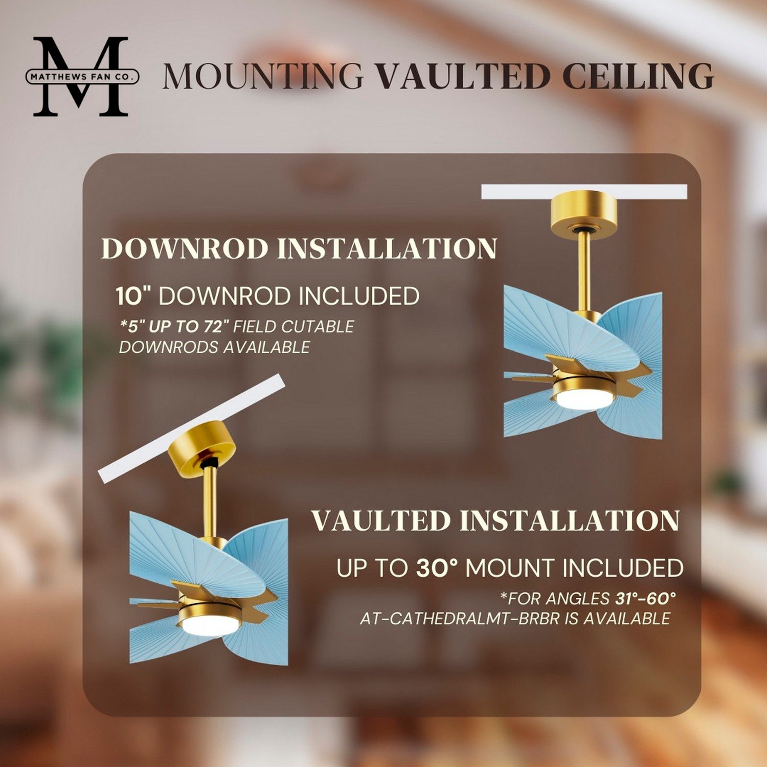 Alessandra Tropical 48" Brass LED Ceiling Fan w/Light Blue Blades