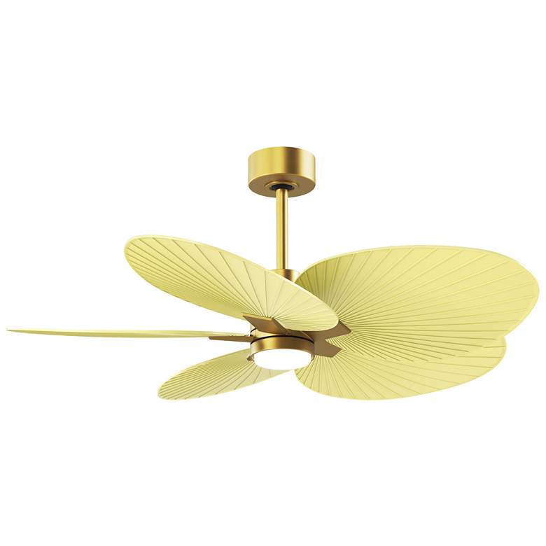 Image 1 Alessandra Tropical 48" Brass LED Ceiling Fan w/ Light Yellow Blades