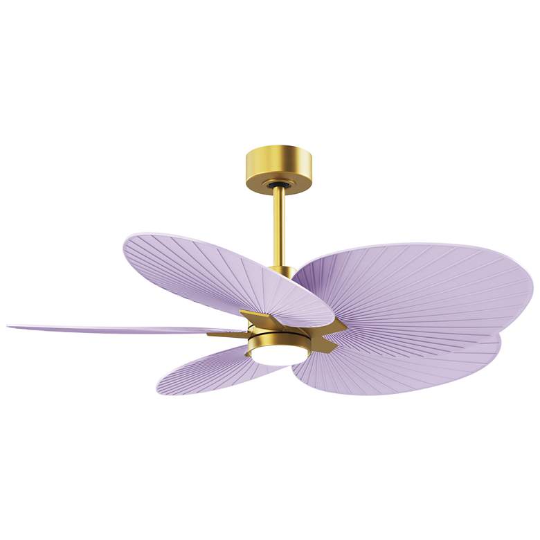 Image 1 Alessandra Tropical 48" Brass LED Ceiling Fan w/ Lilac Blades