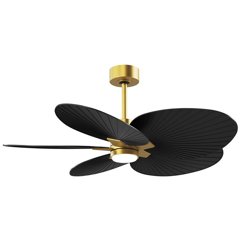 Image 1 Alessandra Tropical 48" Brass LED Ceiling Fan w/ Matte Black Blades