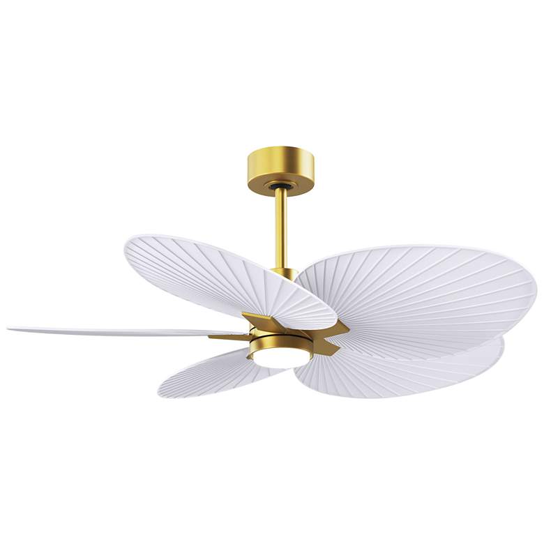 Image 1 Alessandra Tropical 48" Brass LED Ceiling Fan w/ Matte White Blades