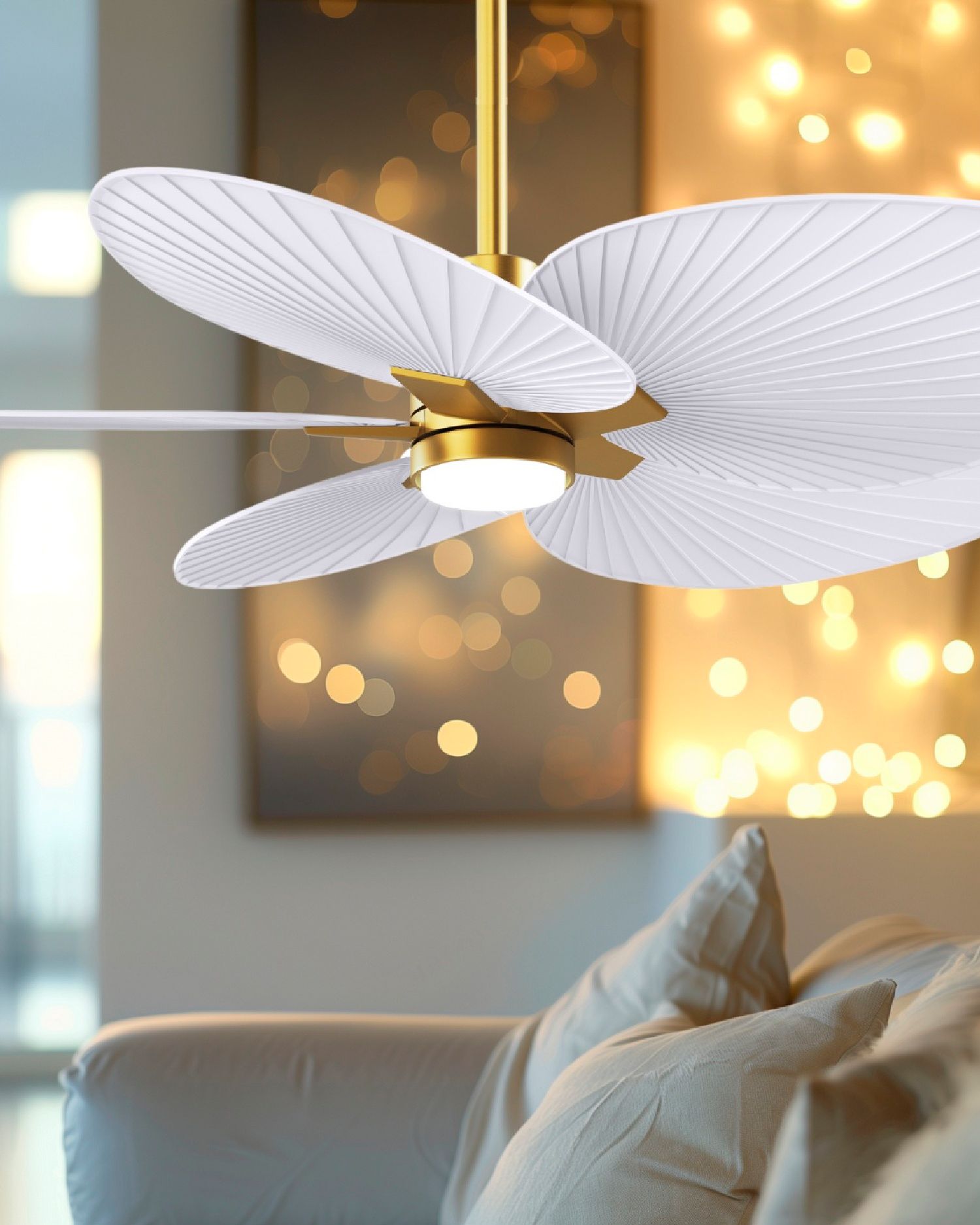 Image 3 Alessandra Tropical 48" Brass LED Ceiling Fan w/ Matte White Blades more views