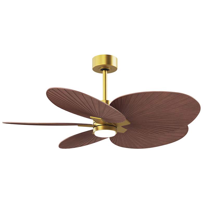 Image 1 Alessandra Tropical 48" Brass LED Ceiling Fan w/ Walnut Blades