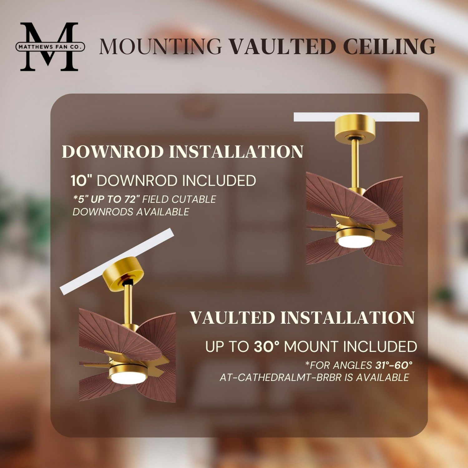 Alessandra Tropical 48" Brass LED Ceiling Fan w/ Walnut Blades