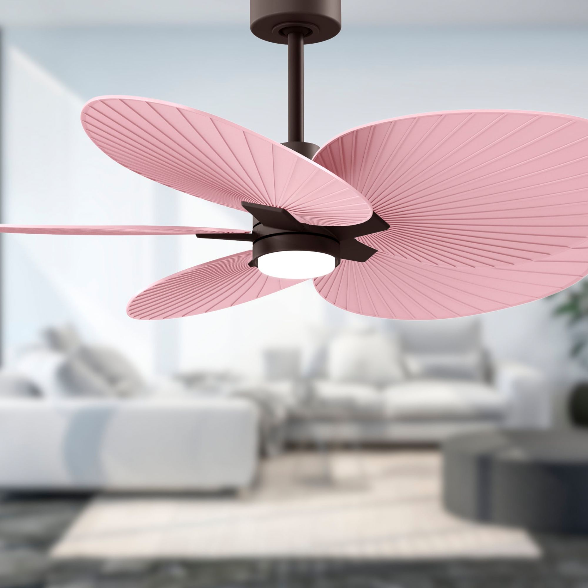 Image 4 Alessandra Tropical 48" Bronze LED Ceiling Fan w/ Light Pink Blades more views