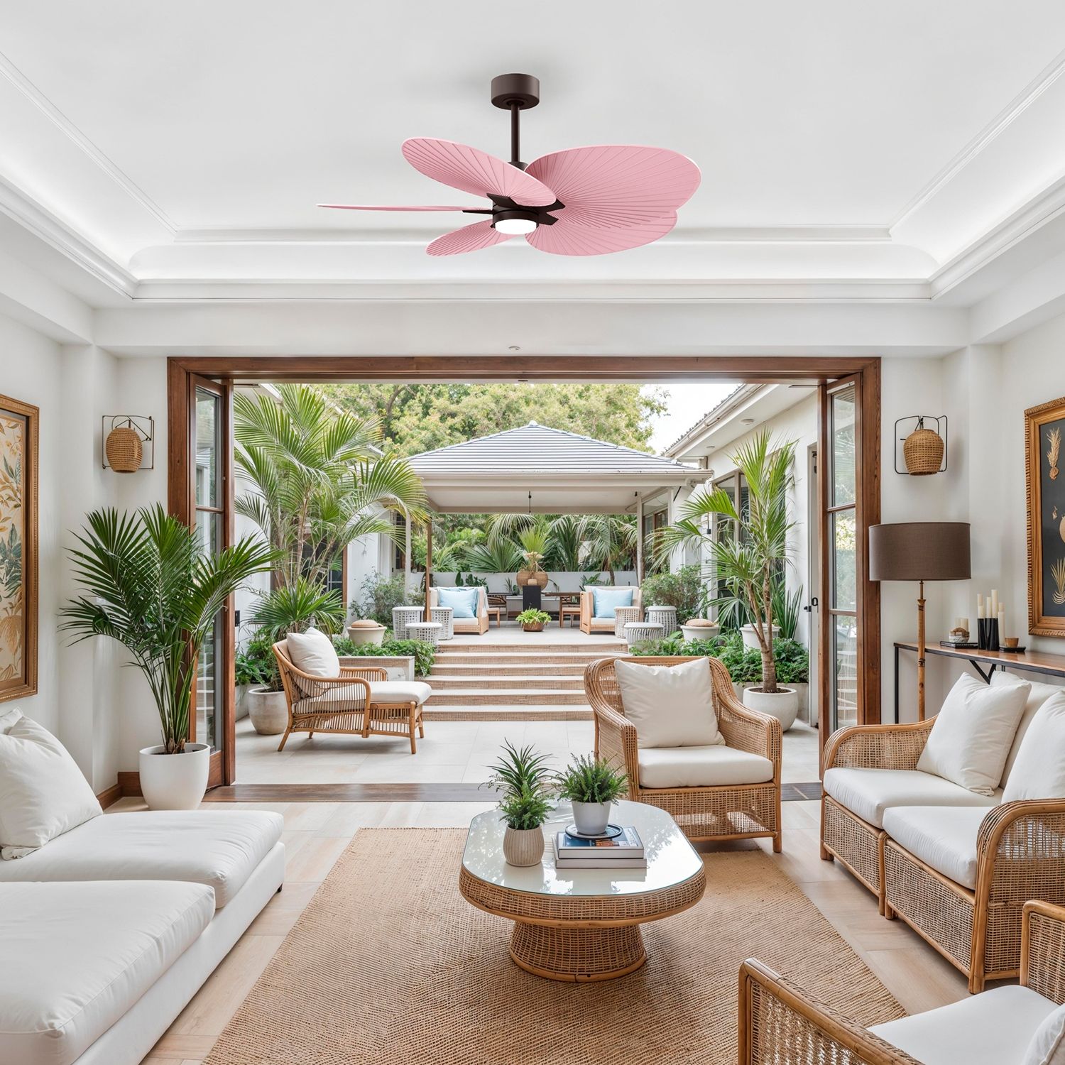 Image 5 Alessandra Tropical 48" Bronze LED Ceiling Fan w/ Light Pink Blades more views