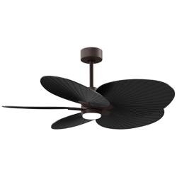 Alessandra Tropical 48" Bronze LED Ceiling Fan w/ Matte Black Blades