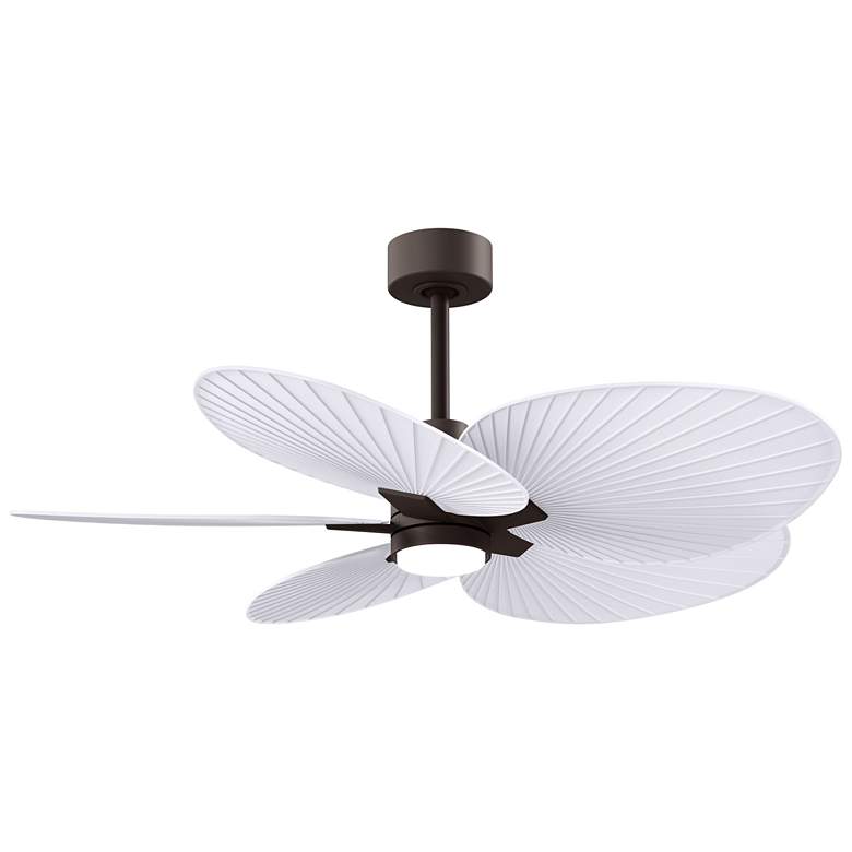 Image 1 Alessandra Tropical 48" Bronze LED Ceiling Fan w/ Matte White Blades