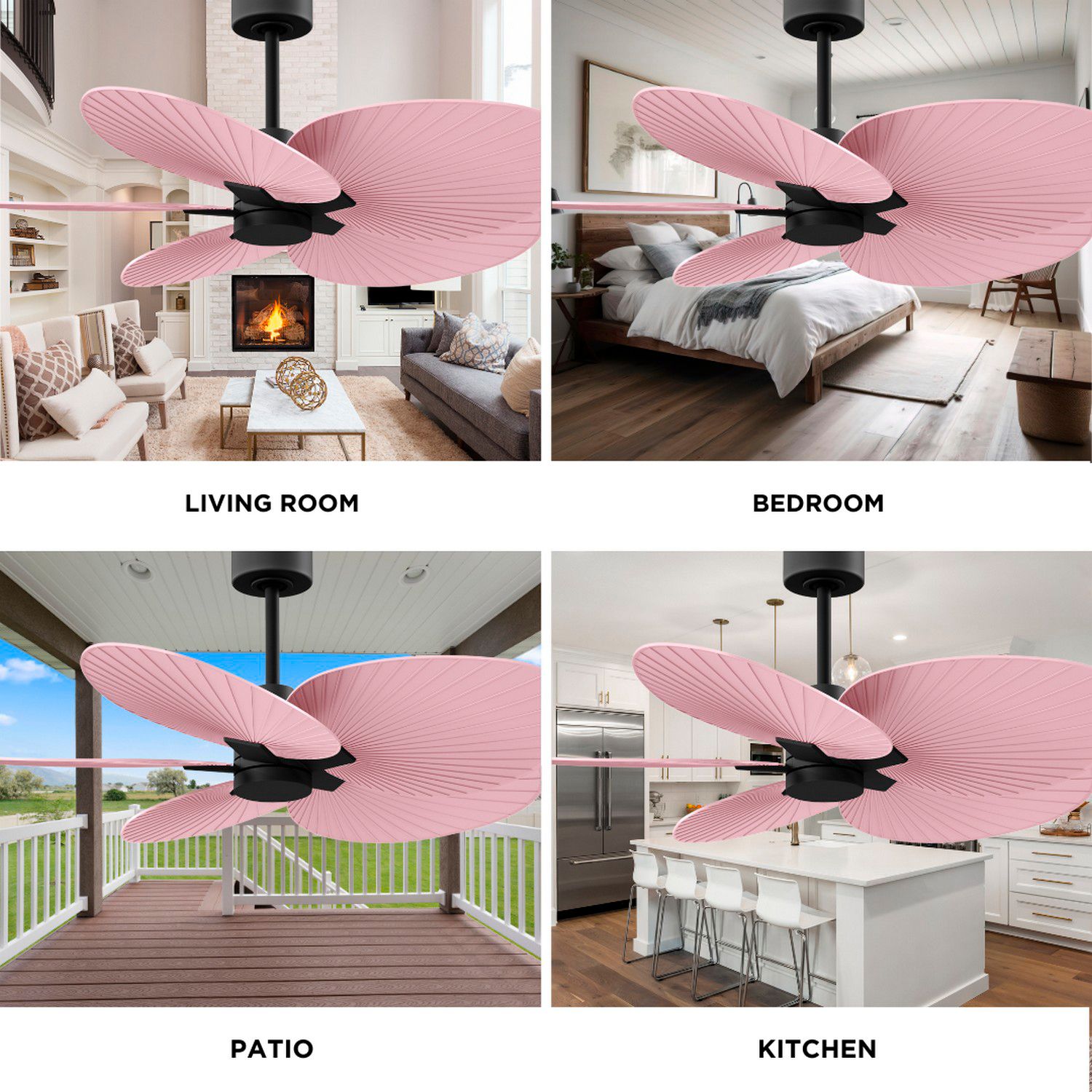 Alessandra Tropical 48" Matte Black Ceiling Fan w/ Light Pink Blades