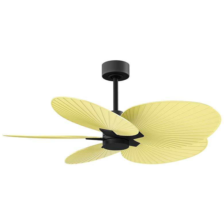 Image 1 Alessandra Tropical 48" Matte Black Ceiling Fan w/ Light Yellow Blades