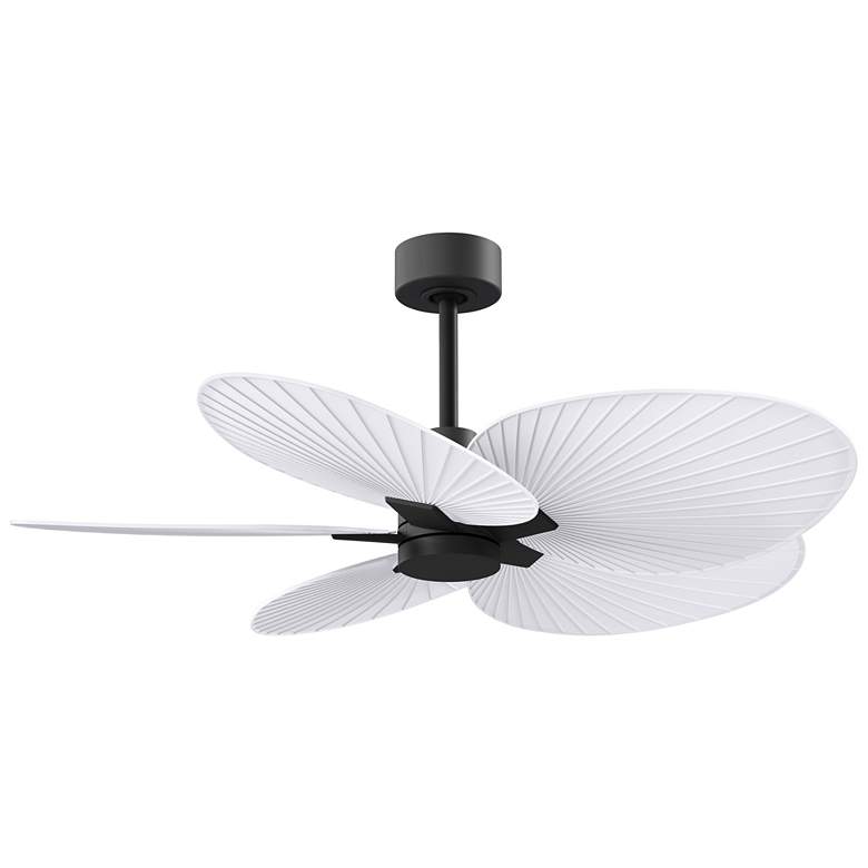 Image 1 Alessandra Tropical 48" Matte Black Ceiling Fan w/ Matte White Blades