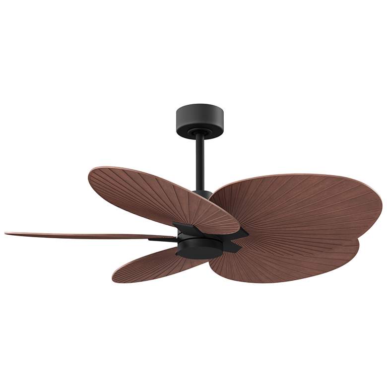 Image 1 Alessandra Tropical 48" Matte Black Ceiling Fan w/ Walnut Blades
