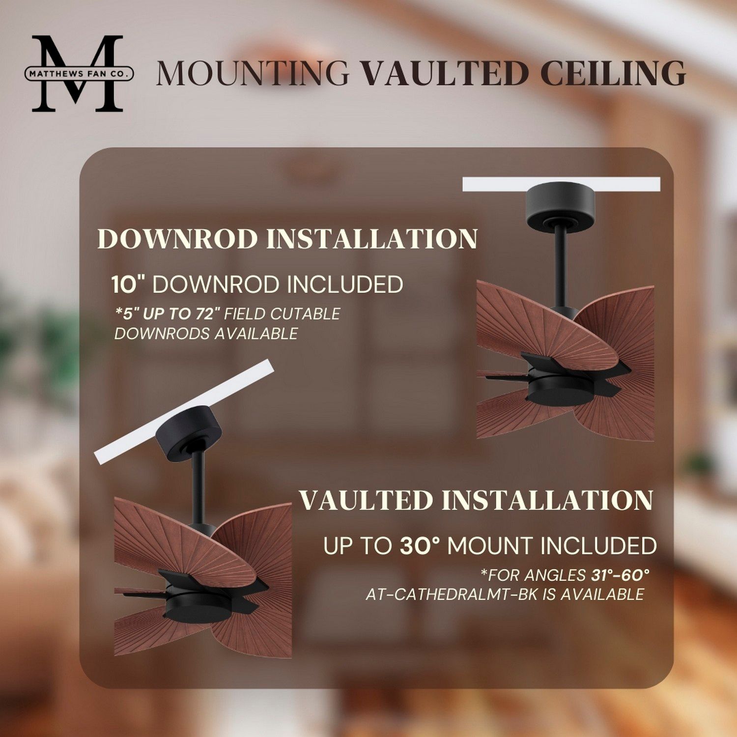 Alessandra Tropical 48" Matte Black Ceiling Fan w/ Walnut Blades