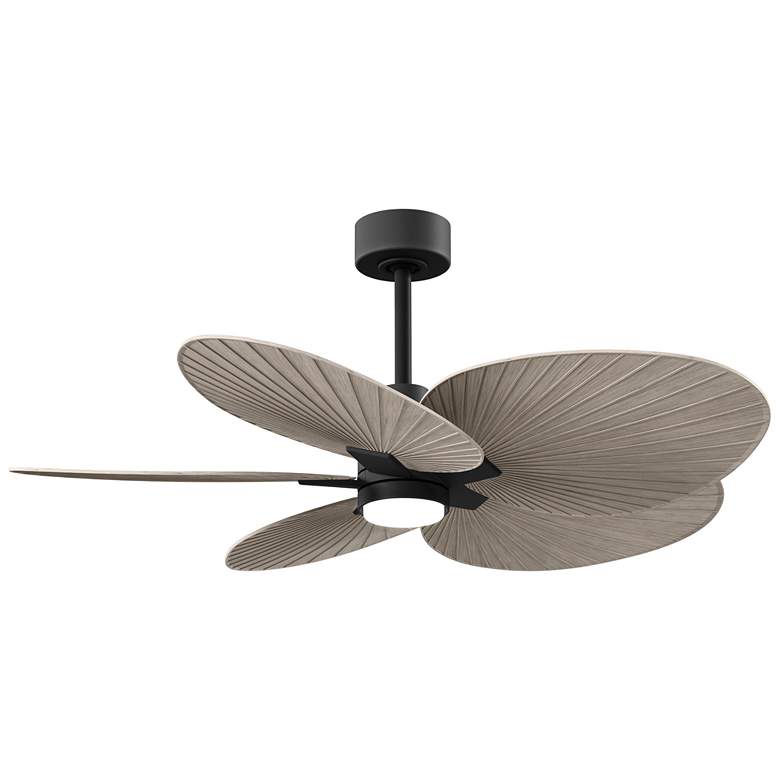Image 1 Alessandra Tropical 48" Matte Black LED Ceiling Fan w/ Gray Ash Blades