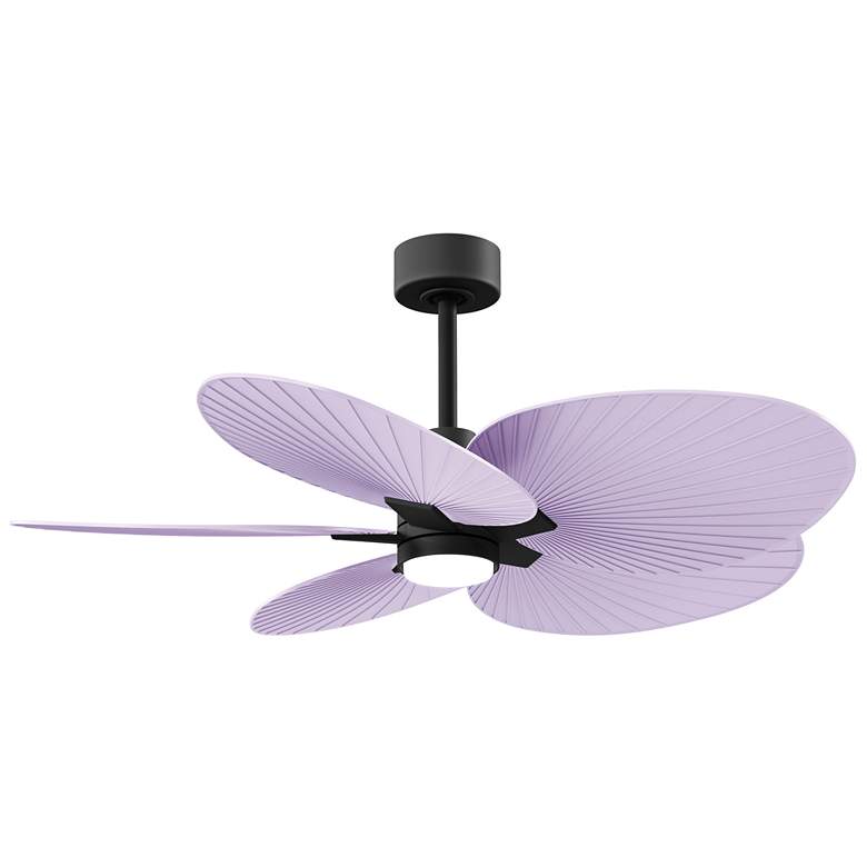 Image 1 Alessandra Tropical 48" Matte Black LED Ceiling Fan w/ Lilac Blades