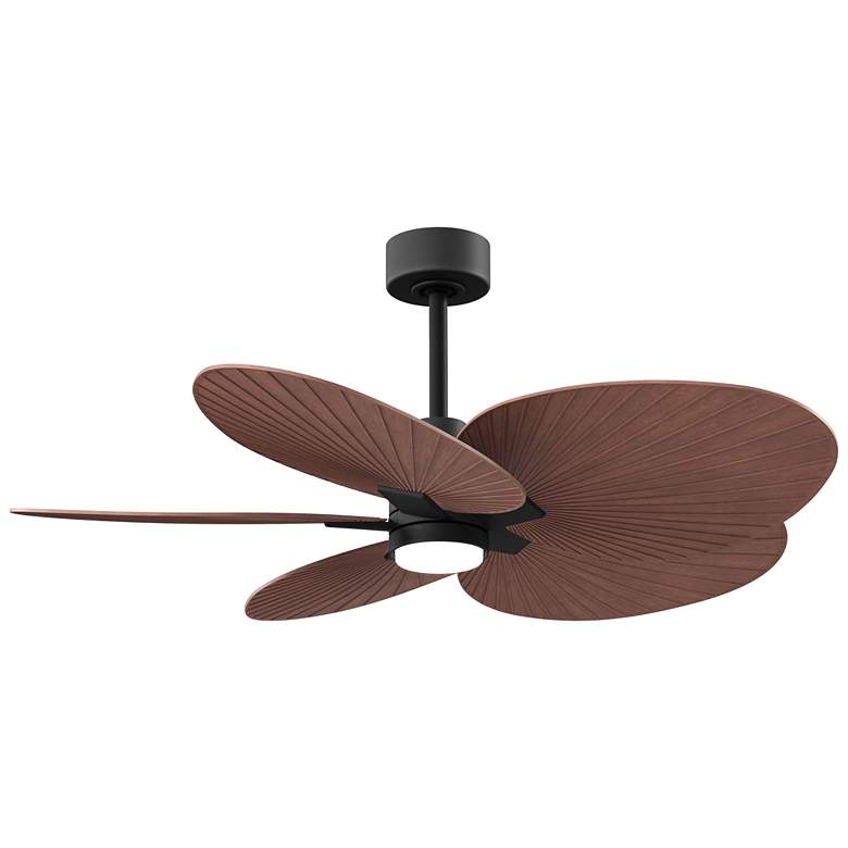 Image 1 Alessandra Tropical 48" Matte Black LED Ceiling Fan w/ Walnut Blades