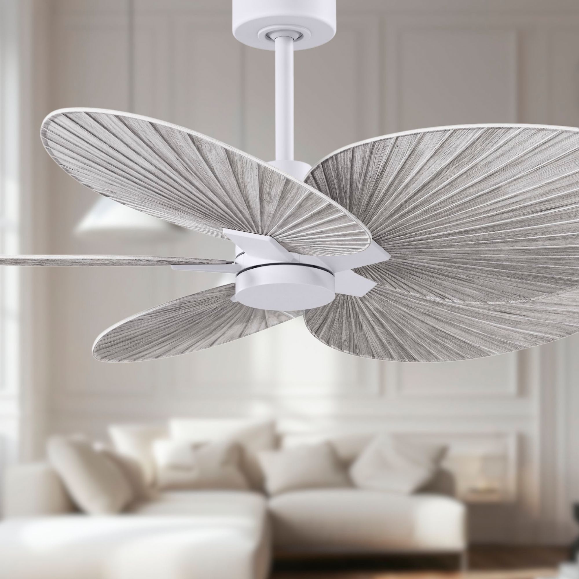 Image 3 Alessandra Tropical 48" Matte White Ceiling Fan w/ Barn Wood Blades more views