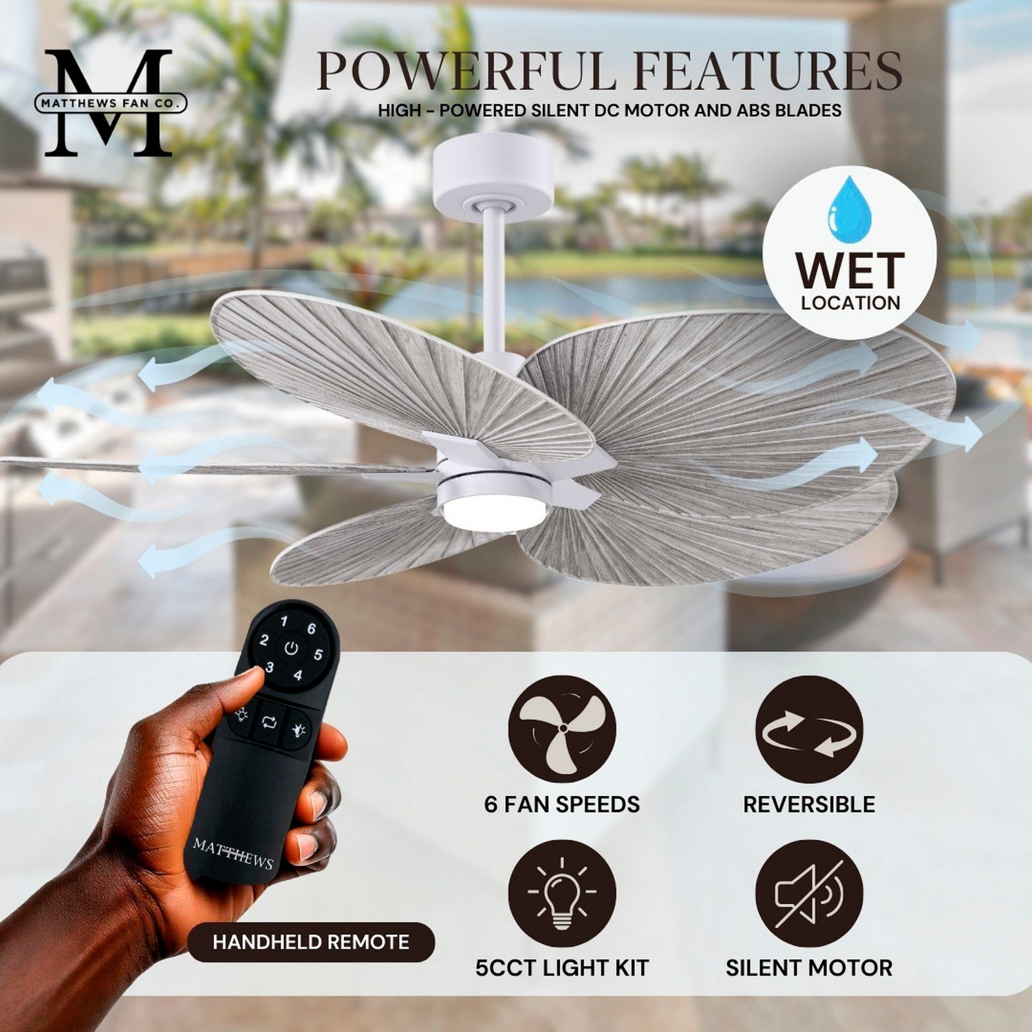 Image 6 Alessandra Tropical 48" Matte White Ceiling Fan w/ Barn Wood Blades more views