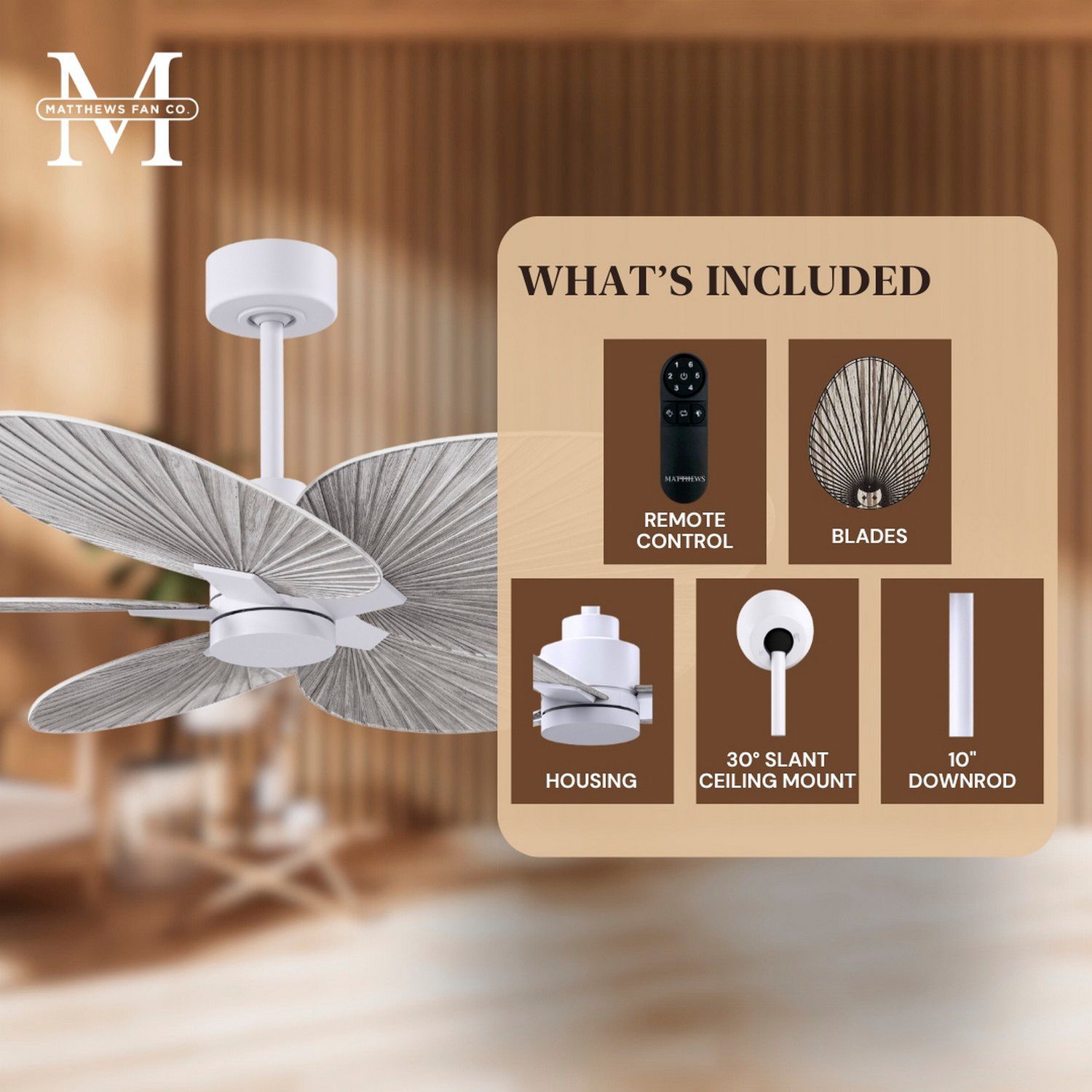 Image 7 Alessandra Tropical 48" Matte White Ceiling Fan w/ Barn Wood Blades more views