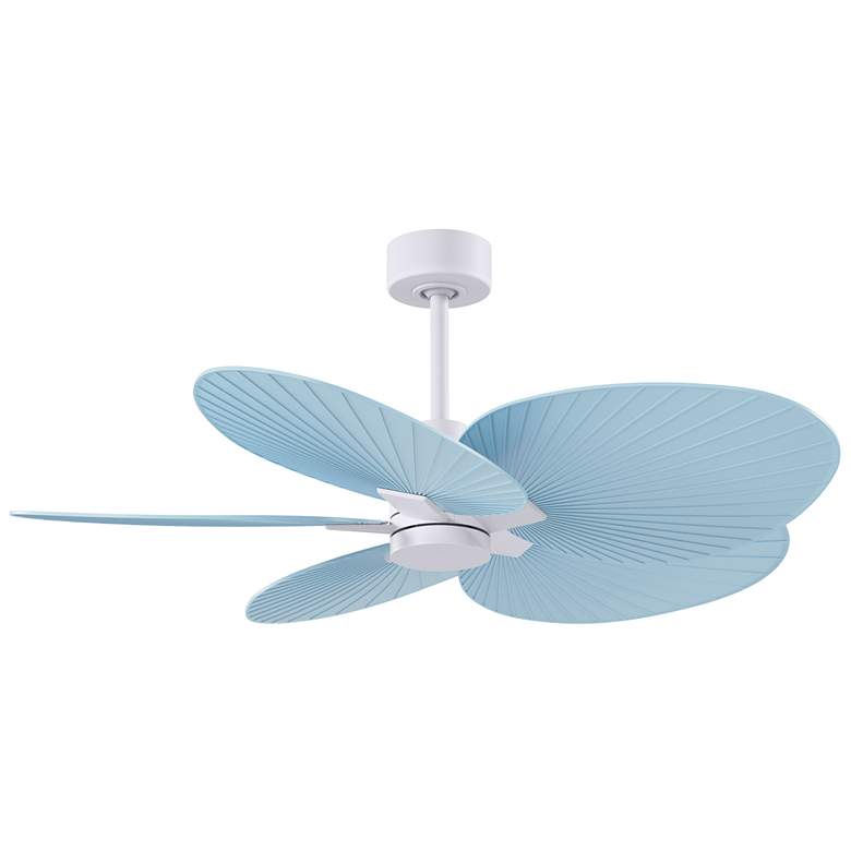 Image 1 Alessandra Tropical 48" Matte White Ceiling Fan w/ Light Blue Blades