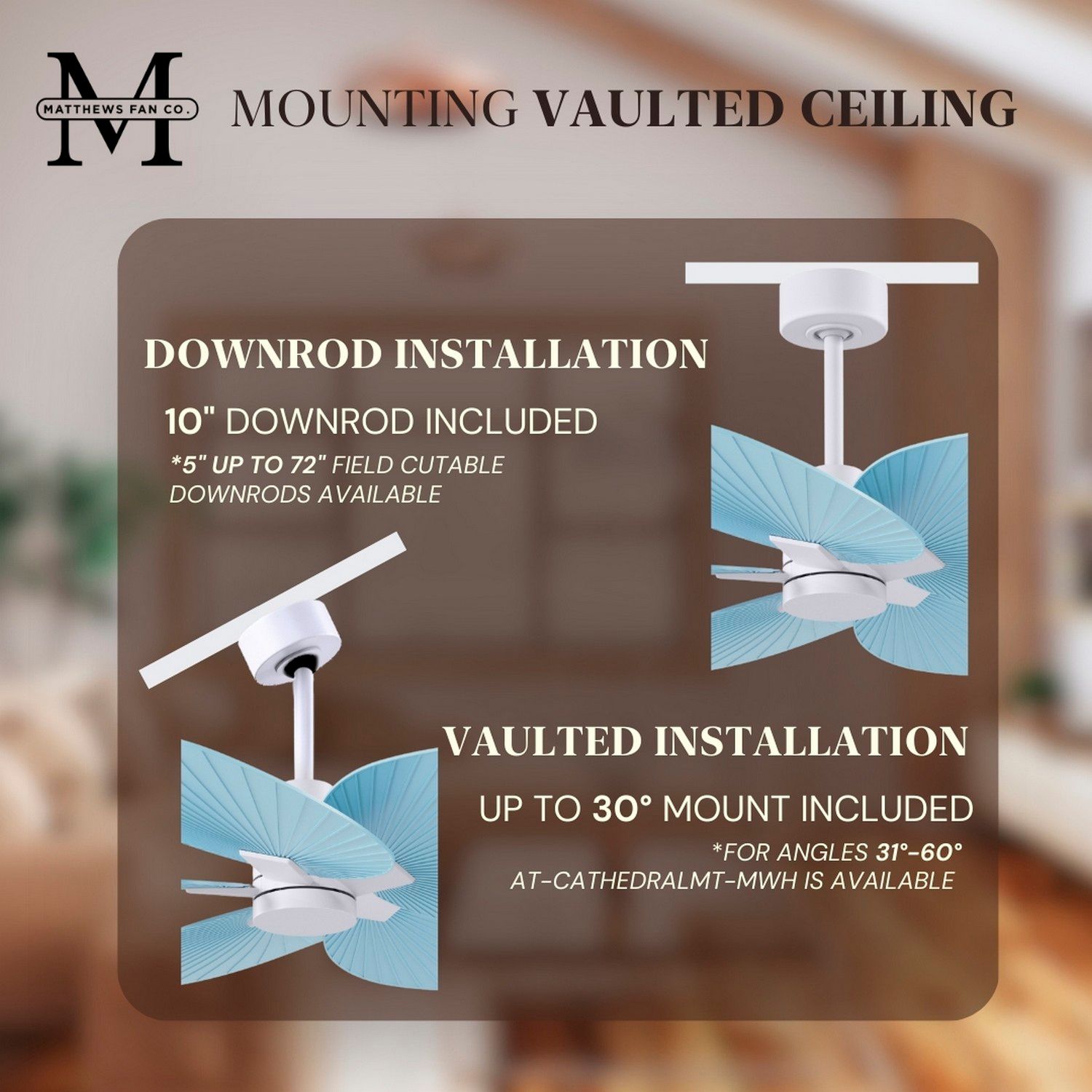 Alessandra Tropical 48" Matte White Ceiling Fan w/ Light Blue Blades