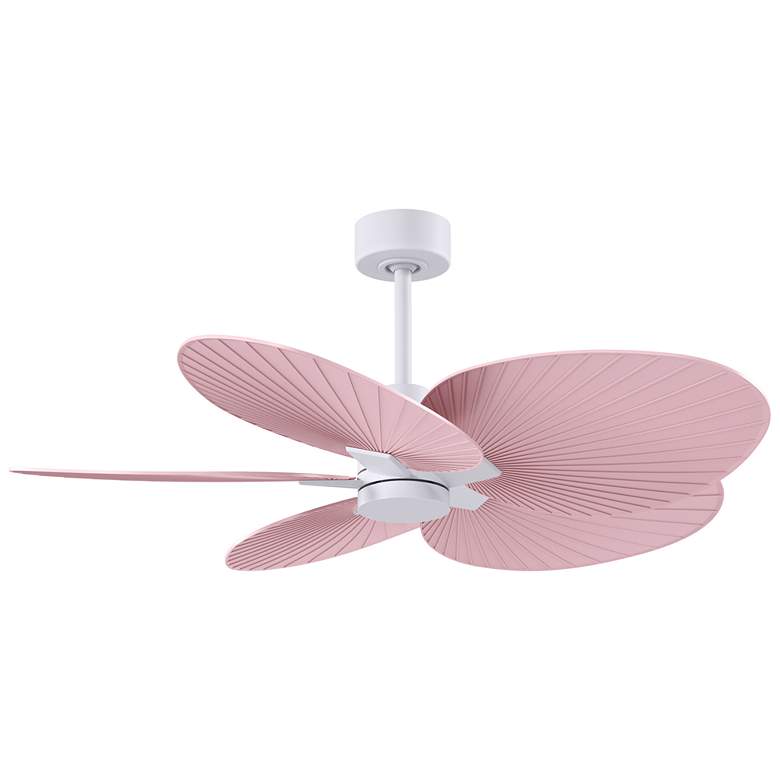 Image 1 Alessandra Tropical 48" Matte White Ceiling Fan w/ Light Pink Blades