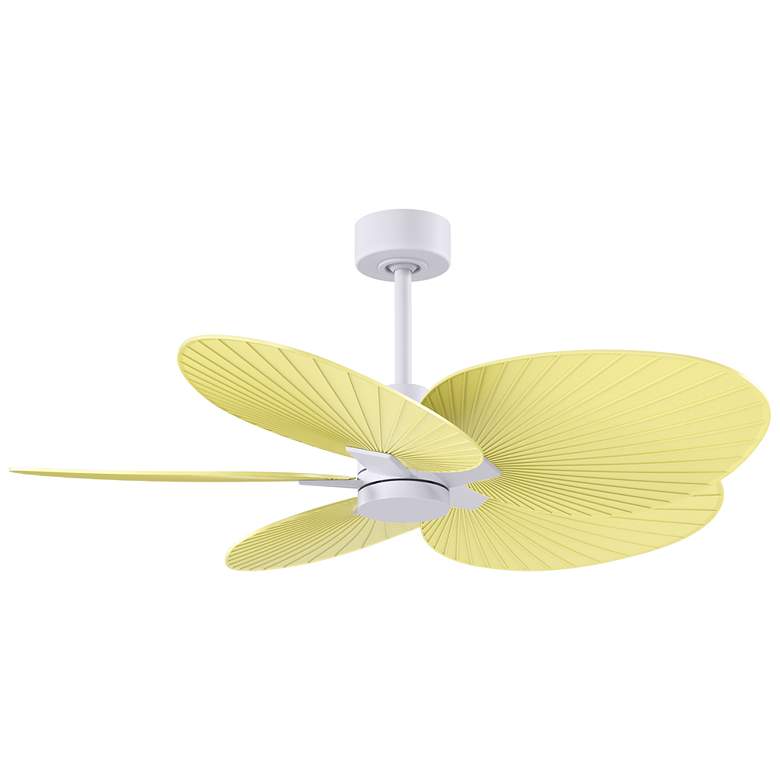 Image 1 Alessandra Tropical 48" Matte White Ceiling Fan w/ Light Yellow Blades