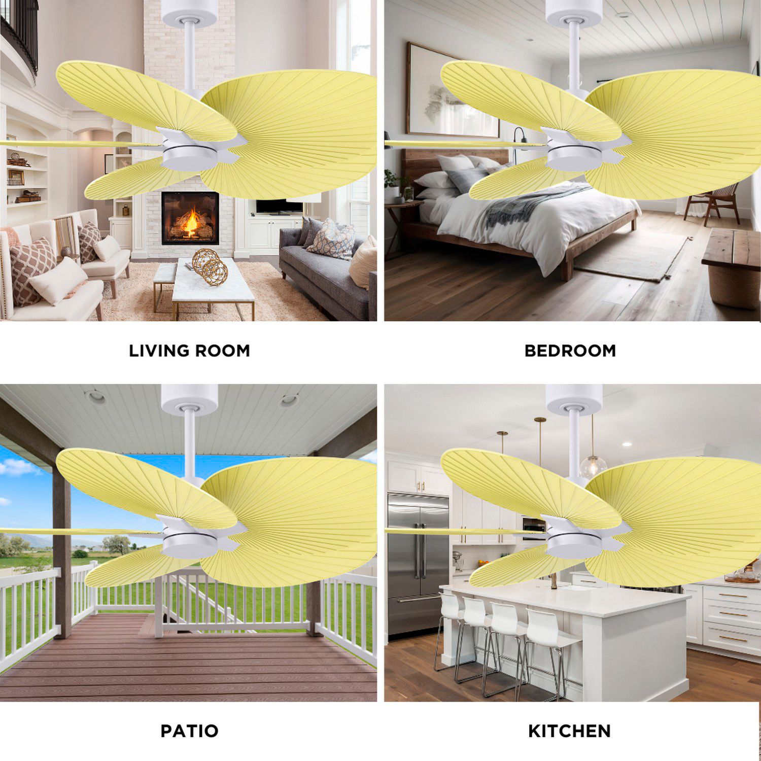 Alessandra Tropical 48" Matte White Ceiling Fan w/ Light Yellow Blades