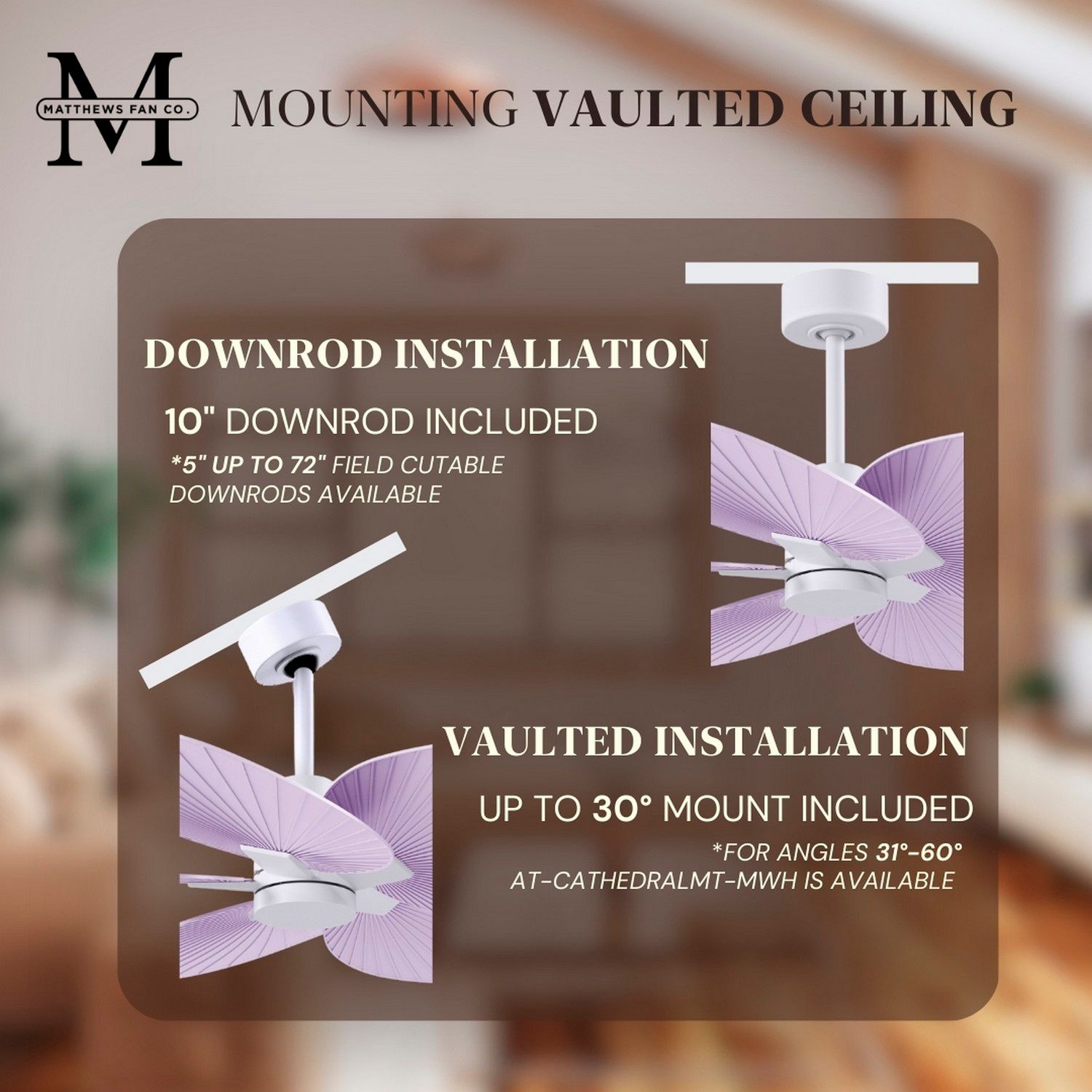 Alessandra Tropical 48" Matte White Ceiling Fan w/ Lilac Blades