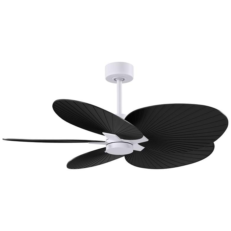 Image 1 Alessandra Tropical 48" Matte White Ceiling Fan w/ Matte Black Blades