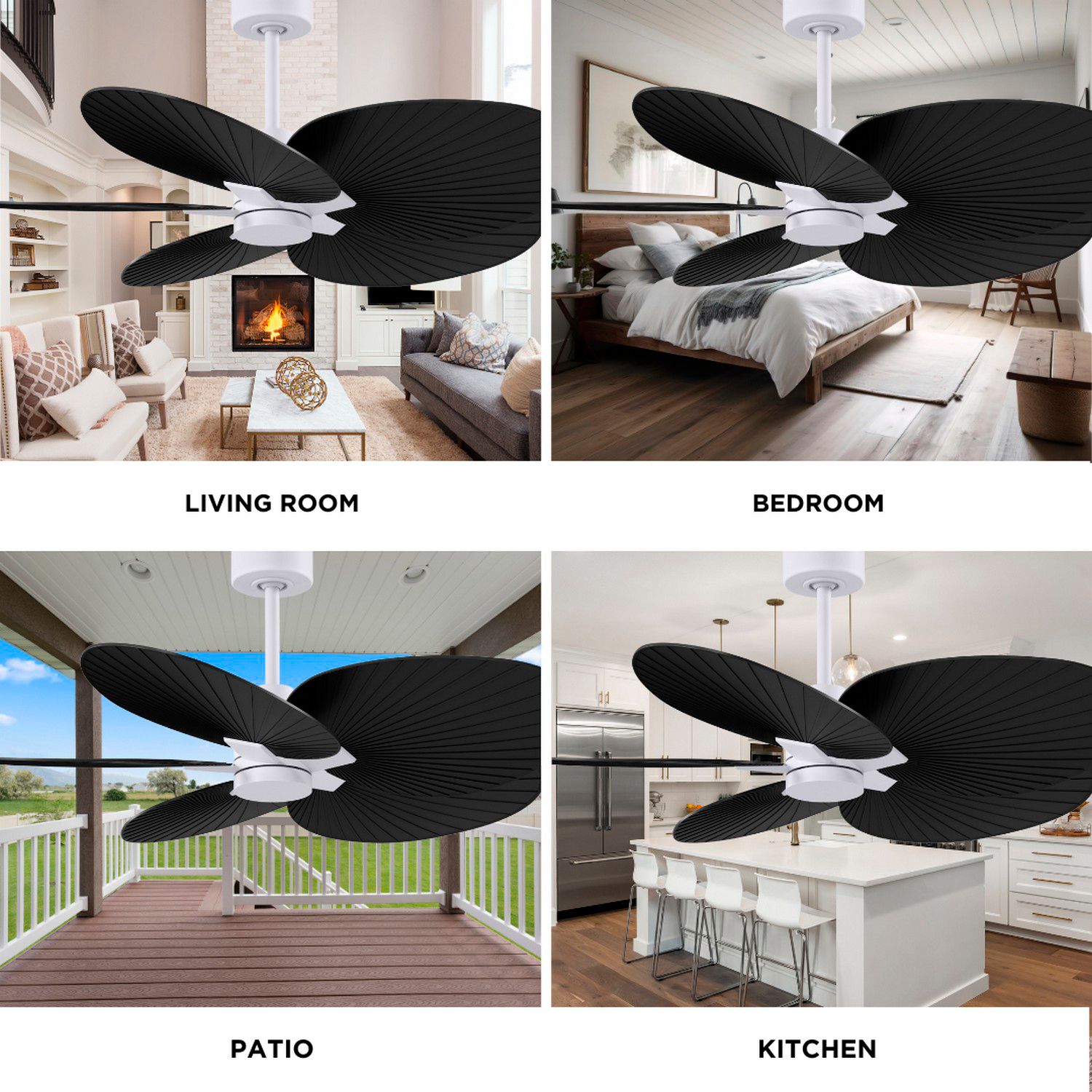 Alessandra Tropical 48" Matte White Ceiling Fan w/ Matte Black Blades