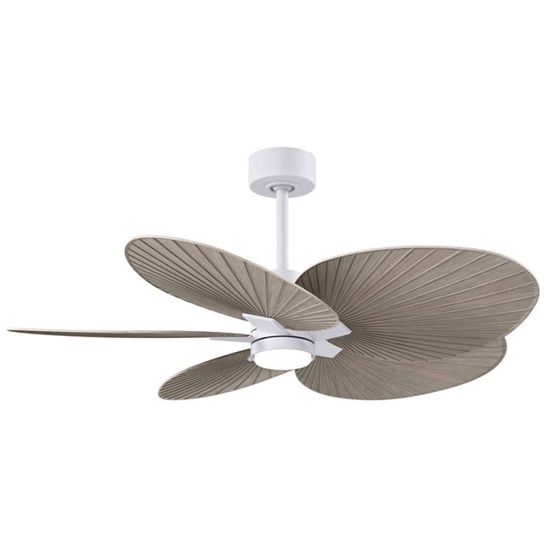 Image 1 Alessandra Tropical 48" Matte White LED Ceiling Fan w/ Gray Ash Blades
