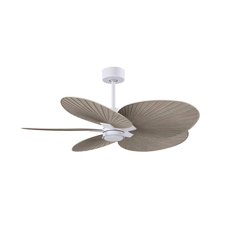 Image 2 Alessandra Tropical 48" Matte White LED Ceiling Fan w/ Gray Ash Blades more views
