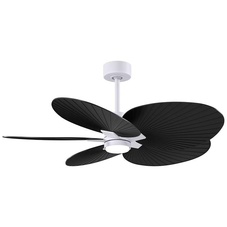 Image 1 Alessandra Tropical 48" Matte White LED Ceiling Fan w/MatteBlackBlades