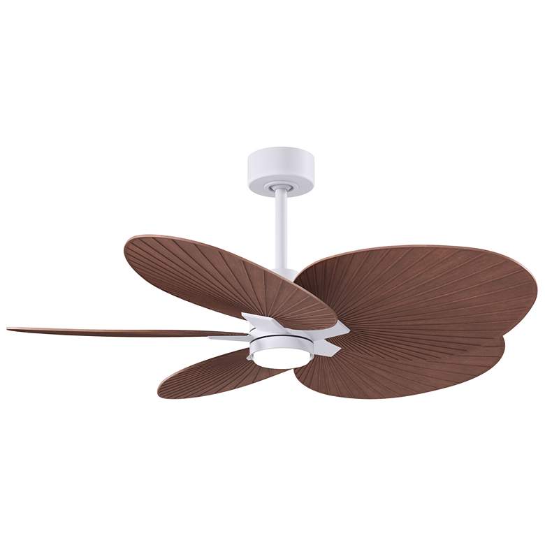 Image 1 Alessandra Tropical 48" Matte White LED Ceiling Fan w/ Walnut Blades