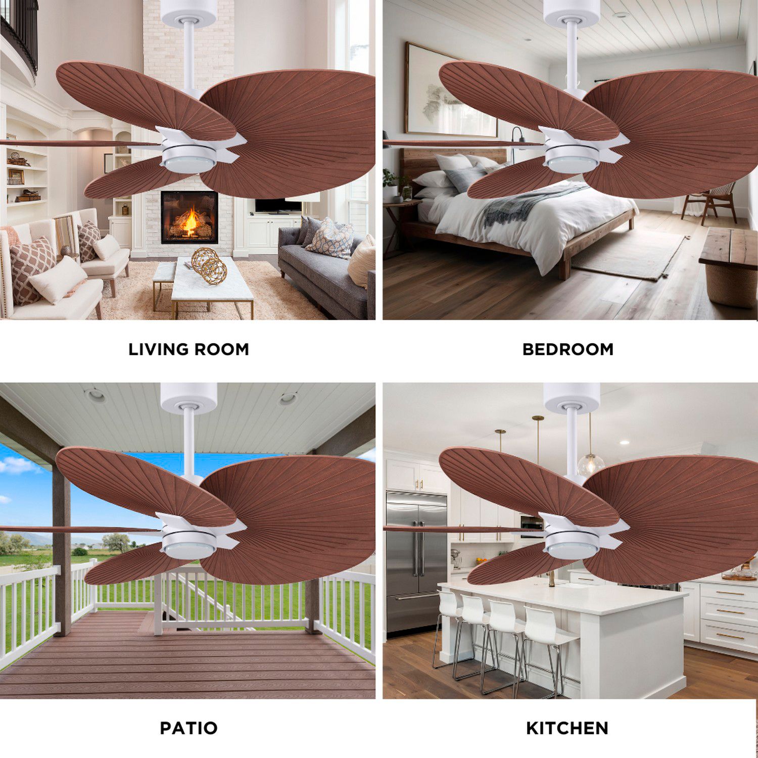 Alessandra Tropical 48" Matte White LED Ceiling Fan w/ Walnut Blades